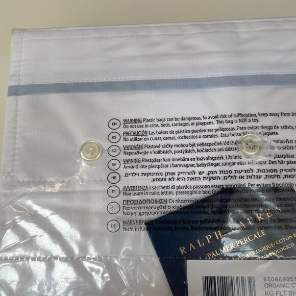 Ralph Lauren Organic Cotton Percale Palmer Flat Sheet KING Sky Blue MSRP $200 - Picture 3 of 5